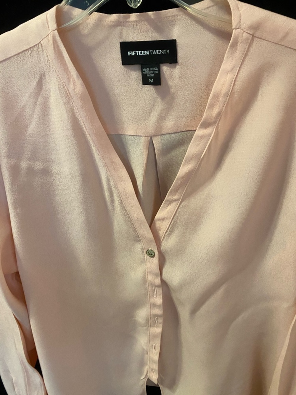 Fifteen Twenty Light Blush Button V-Neck Blouse